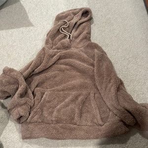 SHEIN Fuzzy Brown Fur Hoodie